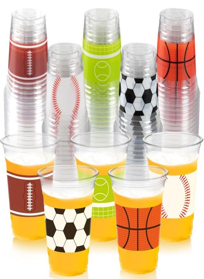 CUPLOOV 50Pcs Sports Party Decoration Cups, 12Oz Sports Plastic Disposable Cups for Kids Football Soccer Basketball Baseball Birthday Party Decorations Supplies Favors - Image 1